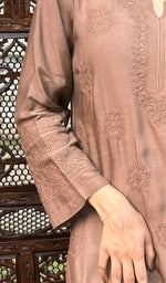 Load image into Gallery viewer, Women&#39;s Lucknowi Handcrafted Muslin Chikankari Kurti - HONC0225704
