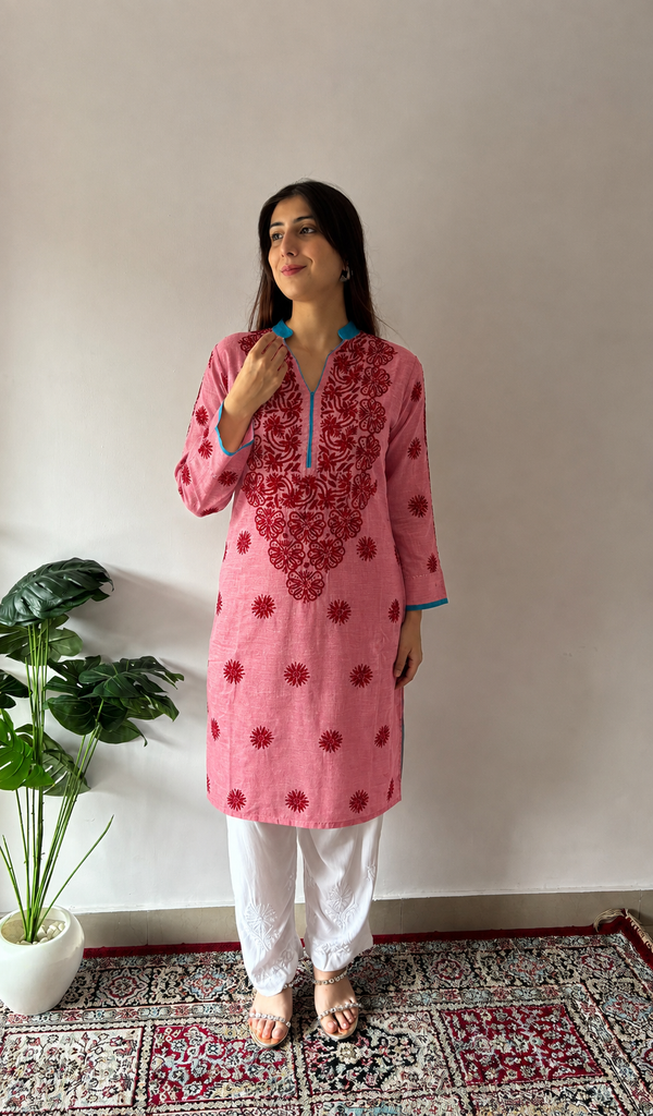 Cotton Chikankari Stitched Kurti HONC0339529