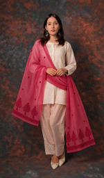 Women's Lucknowi Handcrafted Cotton Chikankari Dupatta - HONC0306251