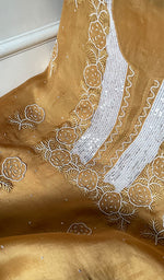 Load image into Gallery viewer, Women&#39;s Lakhnavi Handcrafted Pure Organza Chikankari Unstitched Kurta And Dupatta Set- HONC0309148
