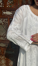 Load image into Gallery viewer, Aleena Women&#39;s Lucknowi Handcrafted Muslin Chikankari Kurti - HONC0209074
