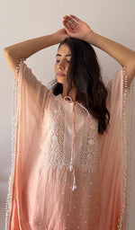 Load image into Gallery viewer, Pragya Women's Lucknowi Handcrafted Mul chanderi Chikankari Kaftan - HONC0458721