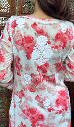 Load image into Gallery viewer, Women&#39;s Lakhnavi Handcrafted Mulmul Cotton Chikankari Kurti- HONC0229610
