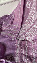 Women's Lakhnavi Handcrafted Tissue Chanderi Unstitched Kurta And Dupatta Set - HONC0299536