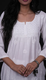 Load image into Gallery viewer, Women&#39;s Lucknowi Handcrafted Modal Cotton  Chikankari Kurti - HONC0151549
