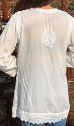 将图像加载到图库查看器中， Alshifa Women&#39;s Lakhnavi Handcrafted Modal Cotton Chikankari Top - HONC02467700
