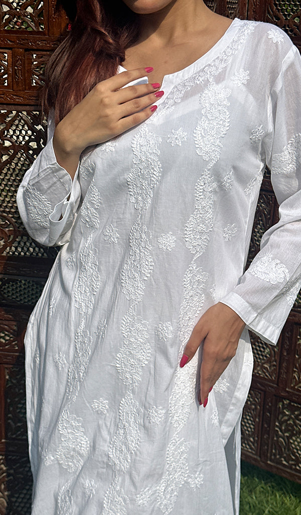 Women's Lucknowi Handcrafted Cotton Chikankari Kurti - HONC0202023