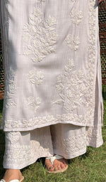 Load image into Gallery viewer, Shifa Women&#39;s Lakhnavi Handcrafted Linen Cotton Chikankari Kurta And Palazzo Set - HONC02443290
