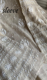 将图像加载到图库查看器中， Women&#39;s Lucknowi Handcrafted Tissue Chanderi  Chikankari Anarkali Dupatta Set- HONC0224136
