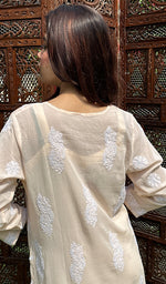 将图像加载到图库查看器中， Ansara Women&#39;s Lucknowi Handcrafted Cotton Chikankari Kurti - HONC0221386
