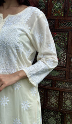 将图像加载到图库查看器中， Women&#39;s Lucknowi Handcrafted Cotton Chikankari Kurti - HONC0212094
