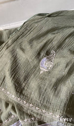 Load image into Gallery viewer, Shank Women's Lakhnavi Handcrafted Mul Chanderi Unstitched Kurta And Dupatta Set- HONC03148001