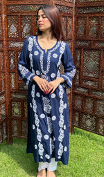 Load image into Gallery viewer, Women&#39;s Lucknowi Handcrafted Modal Cotton Chikankari Kurti - HONC0226955
