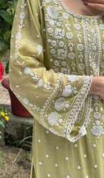 将图像加载到图库查看器中， Women&#39;s Lakhnavi Handcrafted Mul Chanderi Chikankari Kurta, Dupatta And Pant Set - HONC0231524
