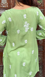 将图像加载到图库查看器中， Fariah Women&#39;s Lakhnavi Handcrafted Modal Cotton Chikankari Top - HONC0226542
