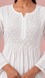 Women's Lucknowi Handcrafted Modal Cotton Chikankari Dress - HONC0126837