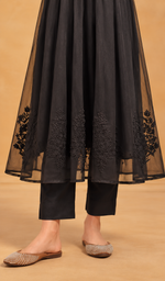 Aadab Women's Lucknowi Handcrafted Faux-Georgette Chikankari Anarkali Dress - HONC038952