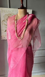 Load image into Gallery viewer, Women&#39;s Lucknowi Handcrafted Pure Organza Silk Chikankari Saree - HONC0294650
