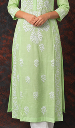 Women's Lucknowi Handcrafted Cotton Chikankari Kurti- HONC0392355