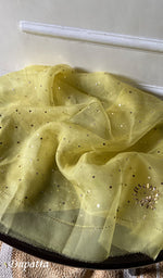 将图像加载到图库查看器中， Marifa Women&#39;s Lakhnavi Handcrafted Pure Organza Chikankari Unstitched Kurta And Dupatta Set- HONC0302688
