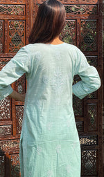 将图像加载到图库查看器中， Farheen Women&#39;s Lucknowi Handcrafted Cotton Chikankari Kurti - HONC0245087
