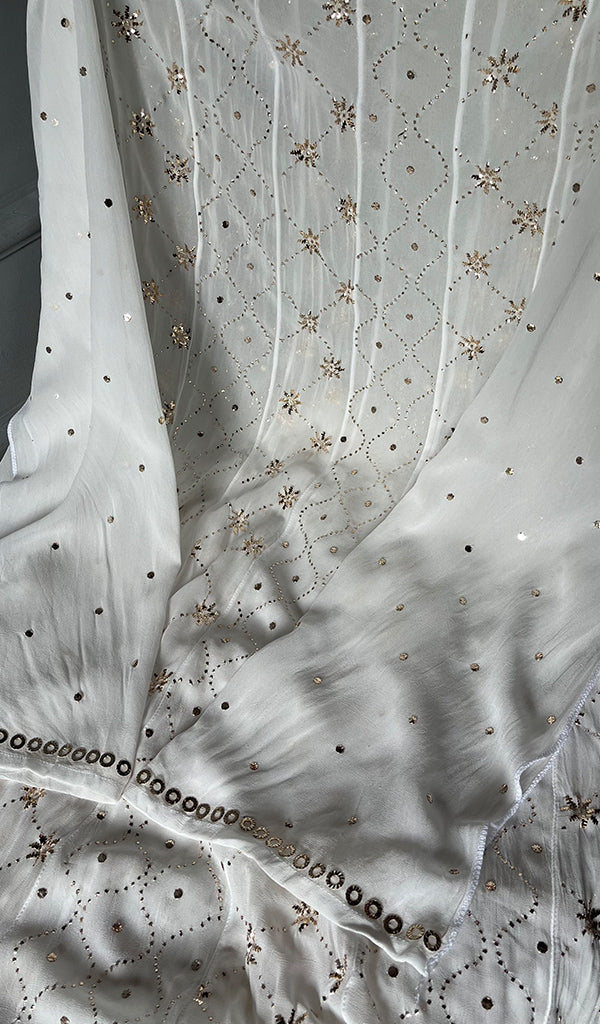 Women's Lucknowi Handcrafted Viscose Georgette Chikankari Anarkali and Dupatta Set- HONC0304388