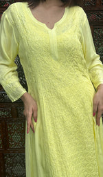 Load image into Gallery viewer, Women&#39;s Lucknowi Handcrafted Muslin Chikankari Kurti - HONC0229242
