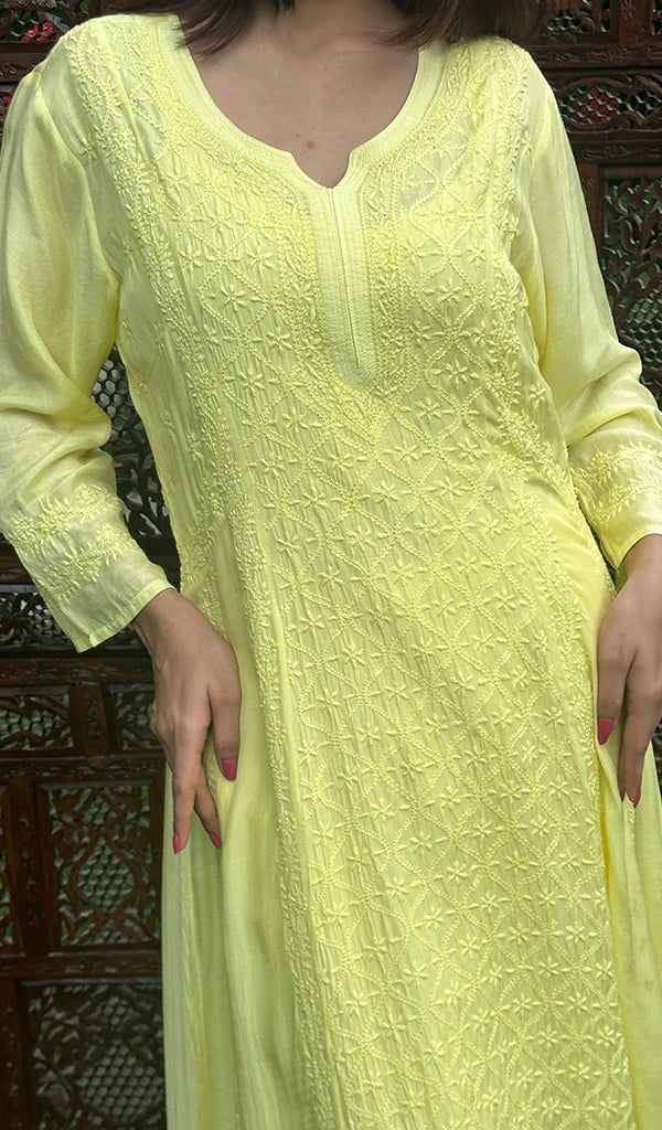 Women's Lucknowi Handcrafted Muslin Chikankari Kurti - HONC0229242