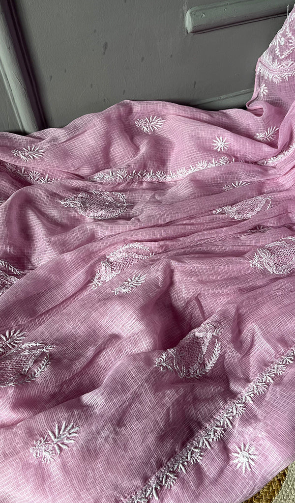 Sehmat Women's Lakhnavi Handcrafted Kota Cotton Semi -Stitched Angrakha And Dupatta Set- HONC0294482