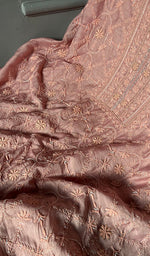 将图像加载到图库查看器中， Women&#39;s Lakhnavi Handcrafted Munga Silk Unstitched Chikankari Kurta And Dupatta Set- HONC0278123
