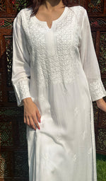 Load image into Gallery viewer, Women&#39;s Lakhnavi Handcrafted Cotton Chikankari Kurti - HONC0124571
