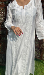 Load image into Gallery viewer, Aleena Women&#39;s Lucknowi Handcrafted Muslin Chikankari Kurti - HONC0209074
