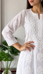 Women's Lucknowi Handcrafted Modal Cotton Chikankari Kurti- HONC0392420