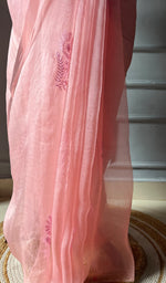 Load image into Gallery viewer, Women&#39;s Lucknowi Handcrafted Pure Organza Silk Chikankari Saree - HONC0268556
