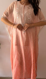 Load image into Gallery viewer, Pragya Women's Lucknowi Handcrafted Mul chanderi Chikankari Kaftan - HONC0458721