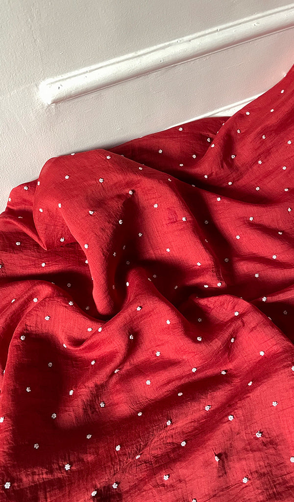 Chidiya Women's Lakhnavi Handcrafted Mul Chanderi Unstitched Kurta And Dupatta Set- HONC0323417