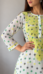 Women's Lucknowi Handcrafted Chiffon Chikankari Kurti- HONC056325