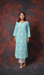 Women's Lucknowi Handcrafted Cotton Chikankari Kurti- HONC0392405