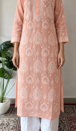 Women's Lucknowi Handcrafted Cotton Chikankari Kurti- HONC0392388