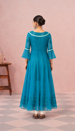 Aadab Women's Lakhnavi Handcrafted Faux-Georgette Chikankari  Anarkali Dress - HONC038939