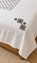 Lakhnavi Handcrafted Cotton Chikankari Bedsheet Set - HONC0394517