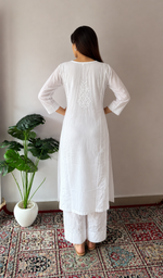 Pakeezah Women's Lucknowi Handcrafted Cotton Chikankari Kurti - HONC0229645