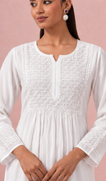 Women's Lucknowi Handcrafted Modal Cotton Chikankari Dress - HONC0126837