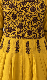 Women's Lucknowi Handcrafted Cotton Chikankari Long Dress - HONC0340007