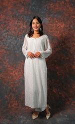 Load image into Gallery viewer, Fareeha Women&#39;s Lakhnavi Handcrafted Viscose Georgette Chikankari Kurti - HONC0276157
