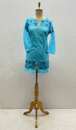将图像加载到图库查看器中， Lucknowi 手工制作的棉质 Chikankari 上衣 - HONC099109