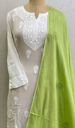 Load image into Gallery viewer, Women&#39;s Lucknowi Handcrafted Cotton Chikankari Dupatta - Honc084562