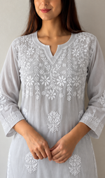 Mahek  Women's Lucknowi Handcrafted Cotton Chikankari Kurti - HONC0109608