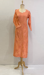 将图像加载到图库查看器中， Women&#39;s Lucknowi Handcrafted Chanderi Silk Chikankari Kurti - HONC058594
