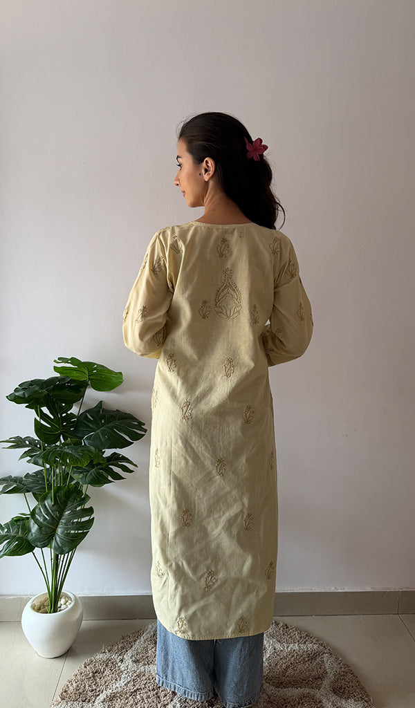 Women's Lakhnavi Handcrafted Cotton Chikankari Kurti - HONC0379494